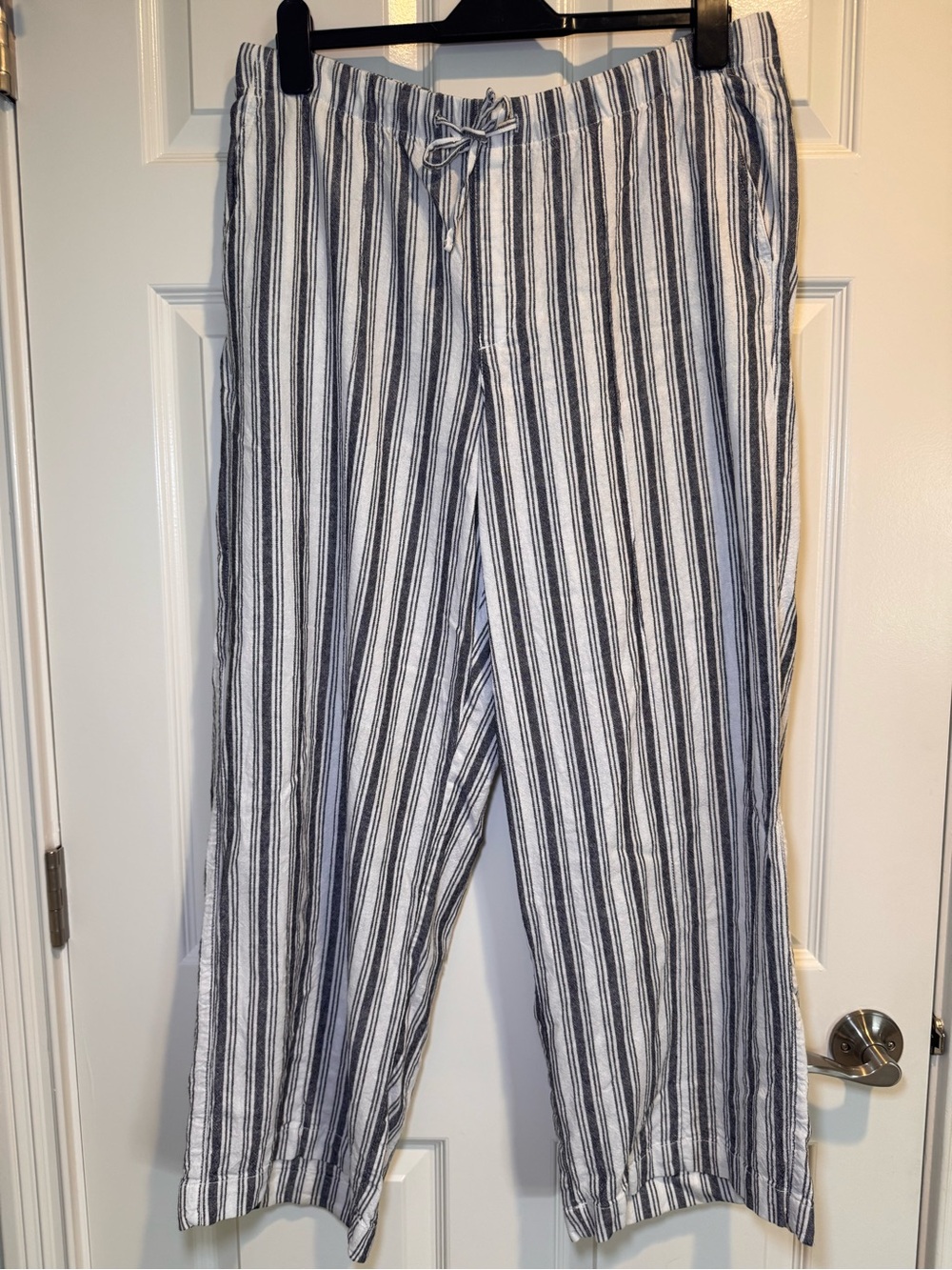 GAP Linen Blend Striped Wide-Leg Pull-On Pants Size L